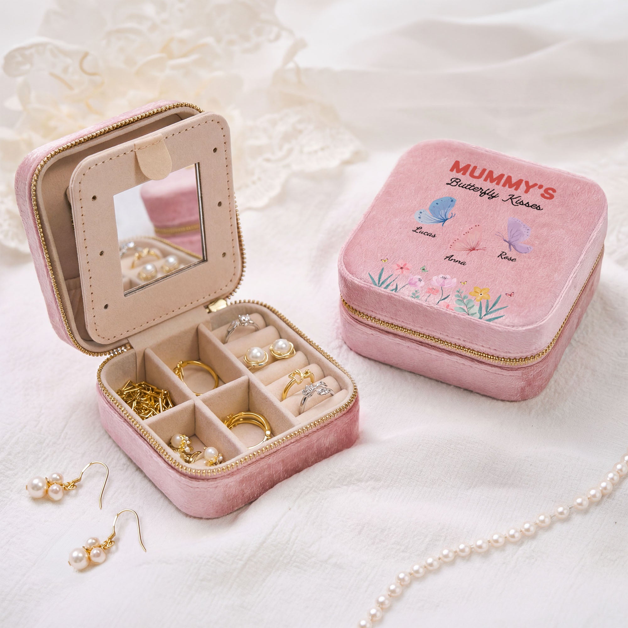 6947AUK1 personalised grannys butterfly kisses velvet jewellery box for grandmamum 6947ajtvta_2