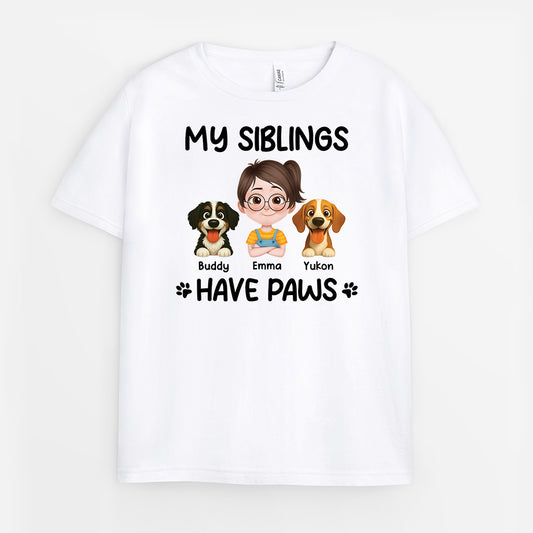 6961AUS1 my siblings have paws shirts with dogs personalized kids gifts 6961A3XCC