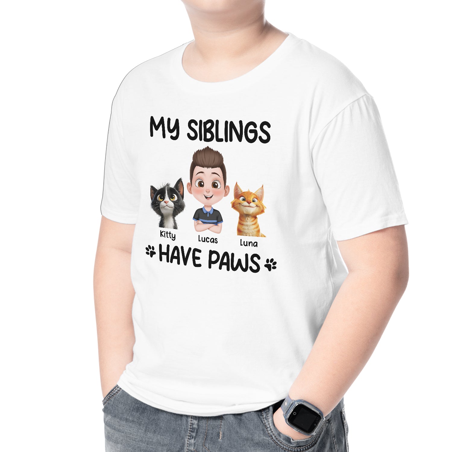 6961AUS2 my siblings have paws shirts with cats personalized kids gifts 6961A3XCD