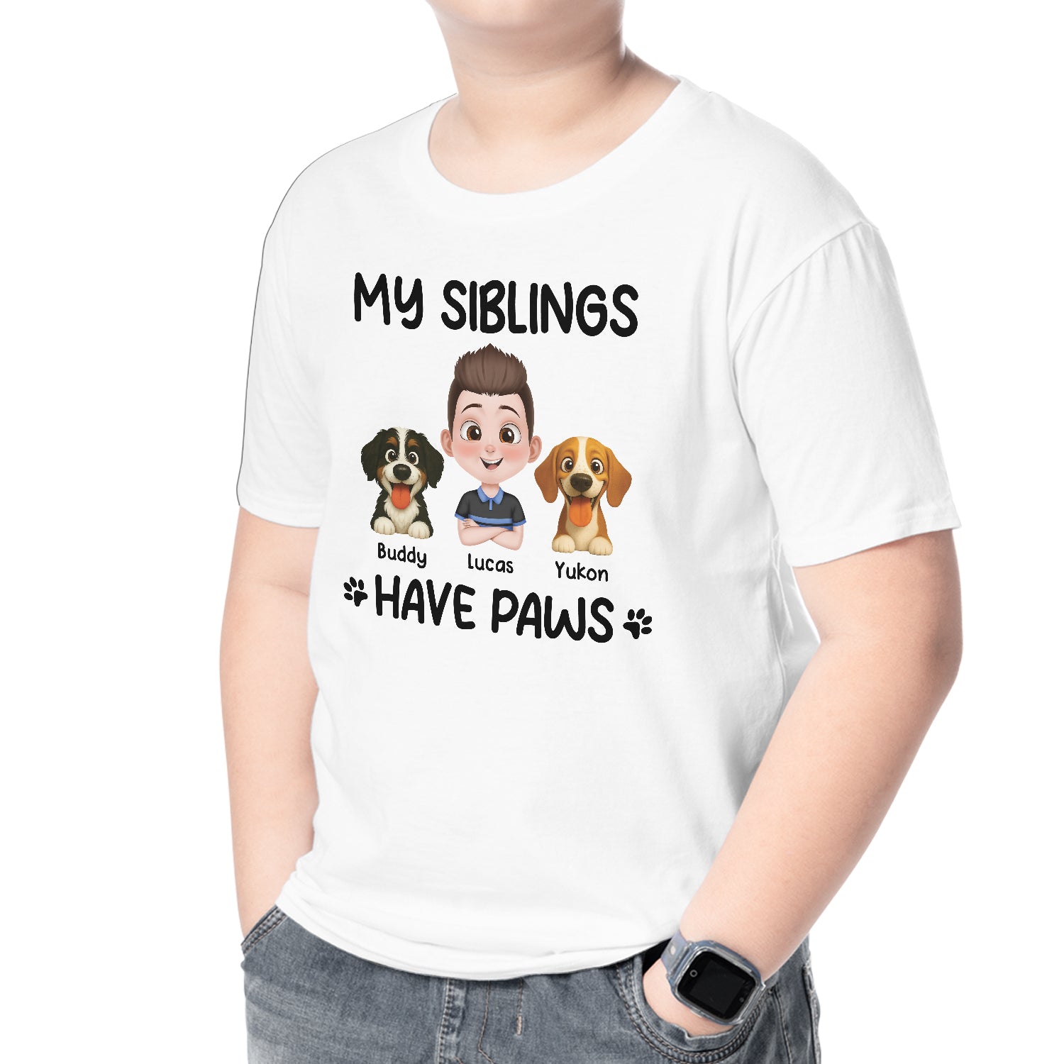 6961AUS2 my siblings have paws shirts with dogs personalized kids gifts 6961A3XCC