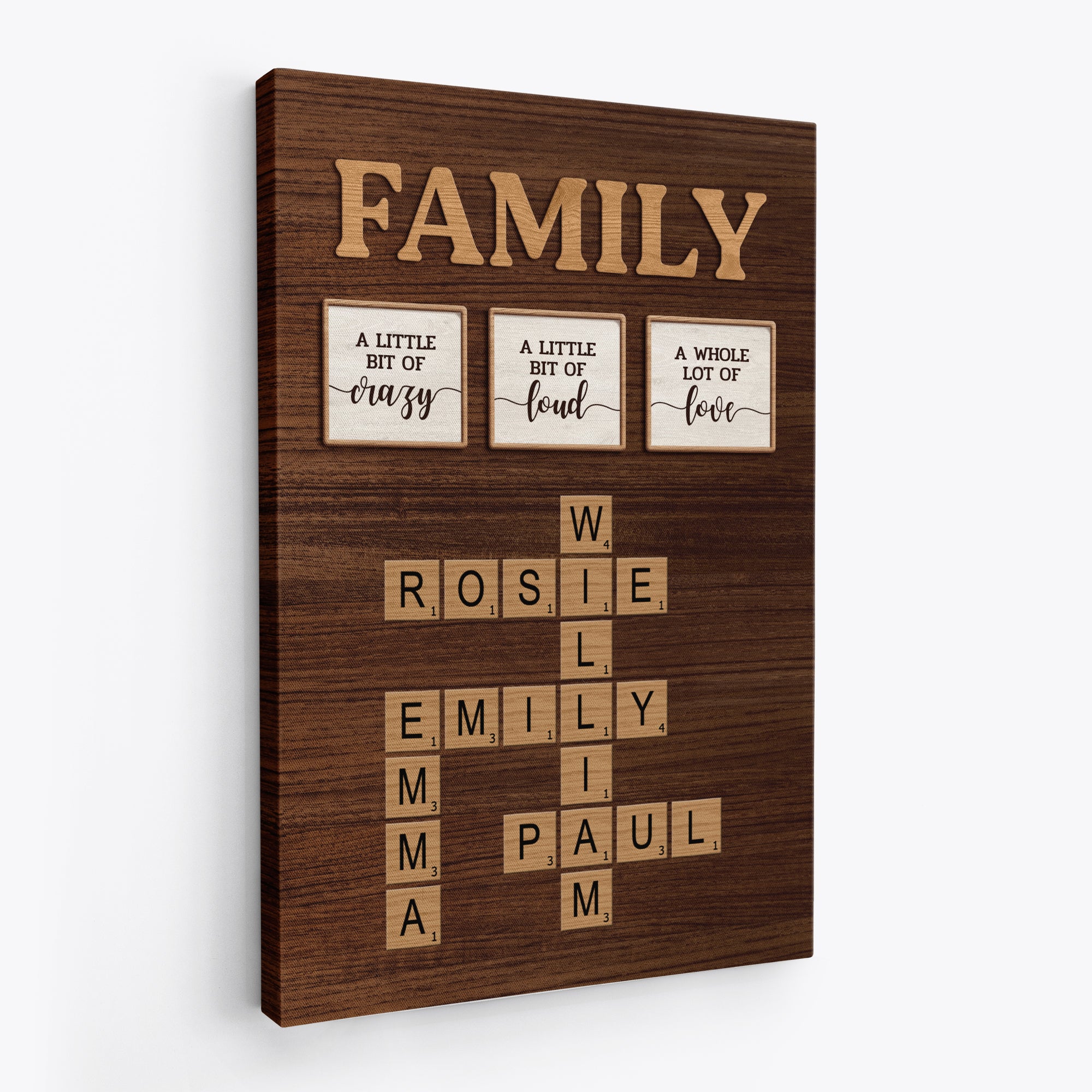 6977CUS2 custom family crossword wall art family a little bit of crazy canvas_ 6977C