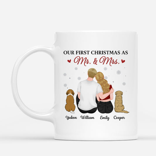 7000MUS1 personalized couple mugs with dogs our first christmas as mr and mrs 7000M8KCC