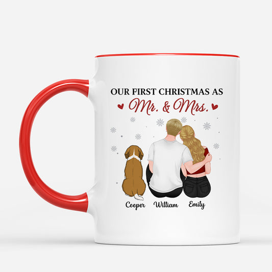 7000MUS2 personalized couple mugs with dogs our first christmas as mr and mrs 7000M8KCC