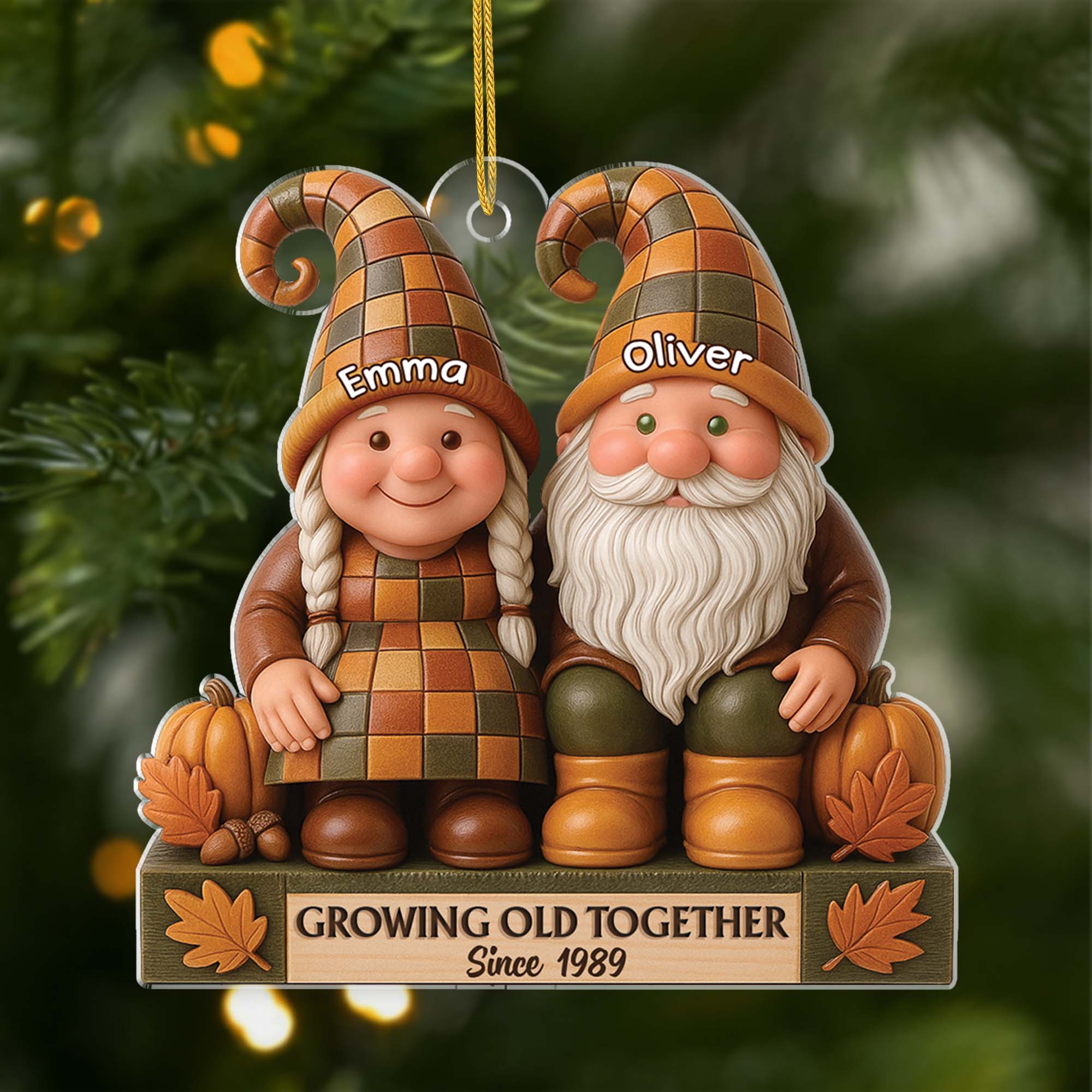 7017OUS1 3d printing effect acrylic christmas gnomes ornaments custom gifts for couples 7017O3P5G