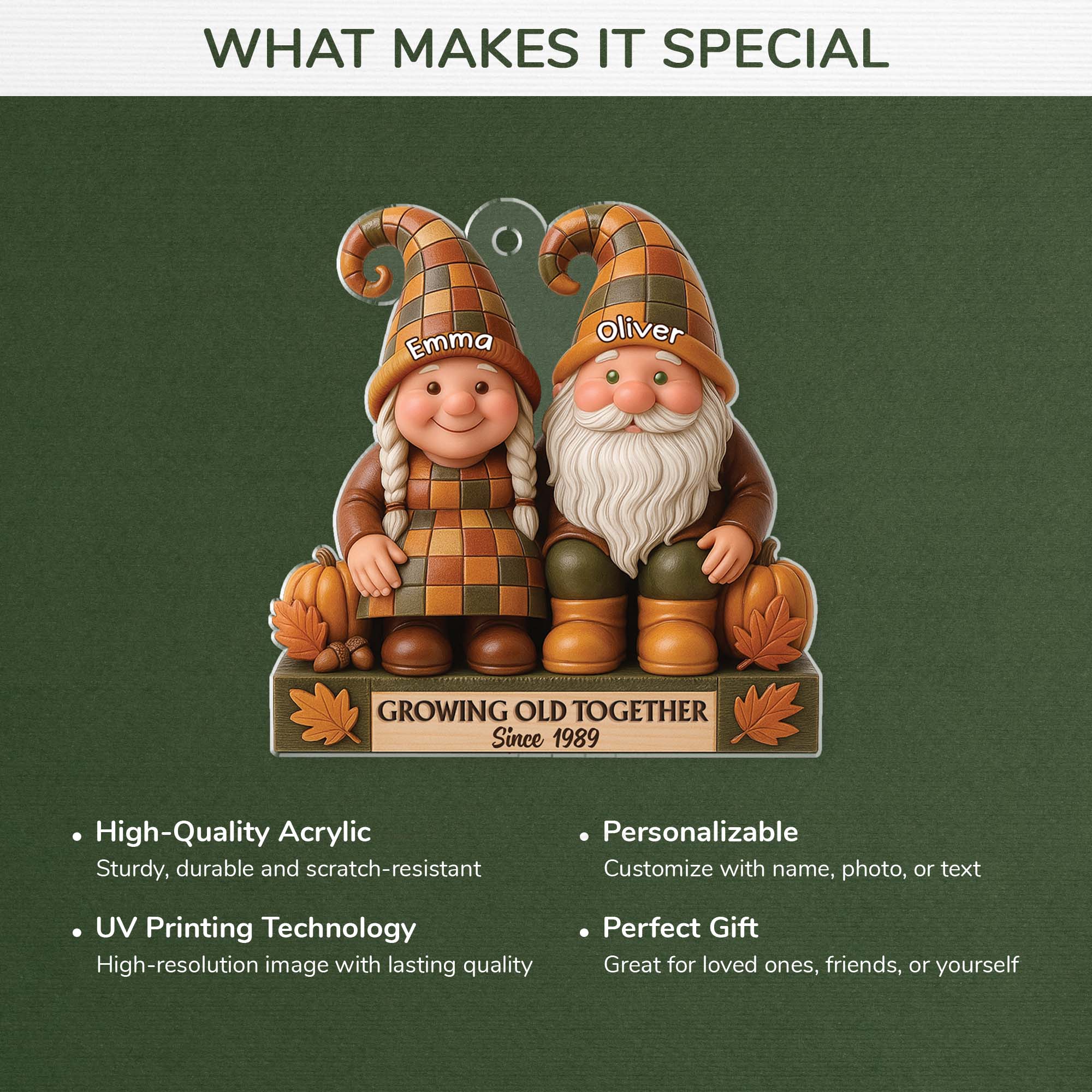 7017OUS4 3d printing effect acrylic christmas gnomes ornaments custom gifts for couples 7017O3P5G