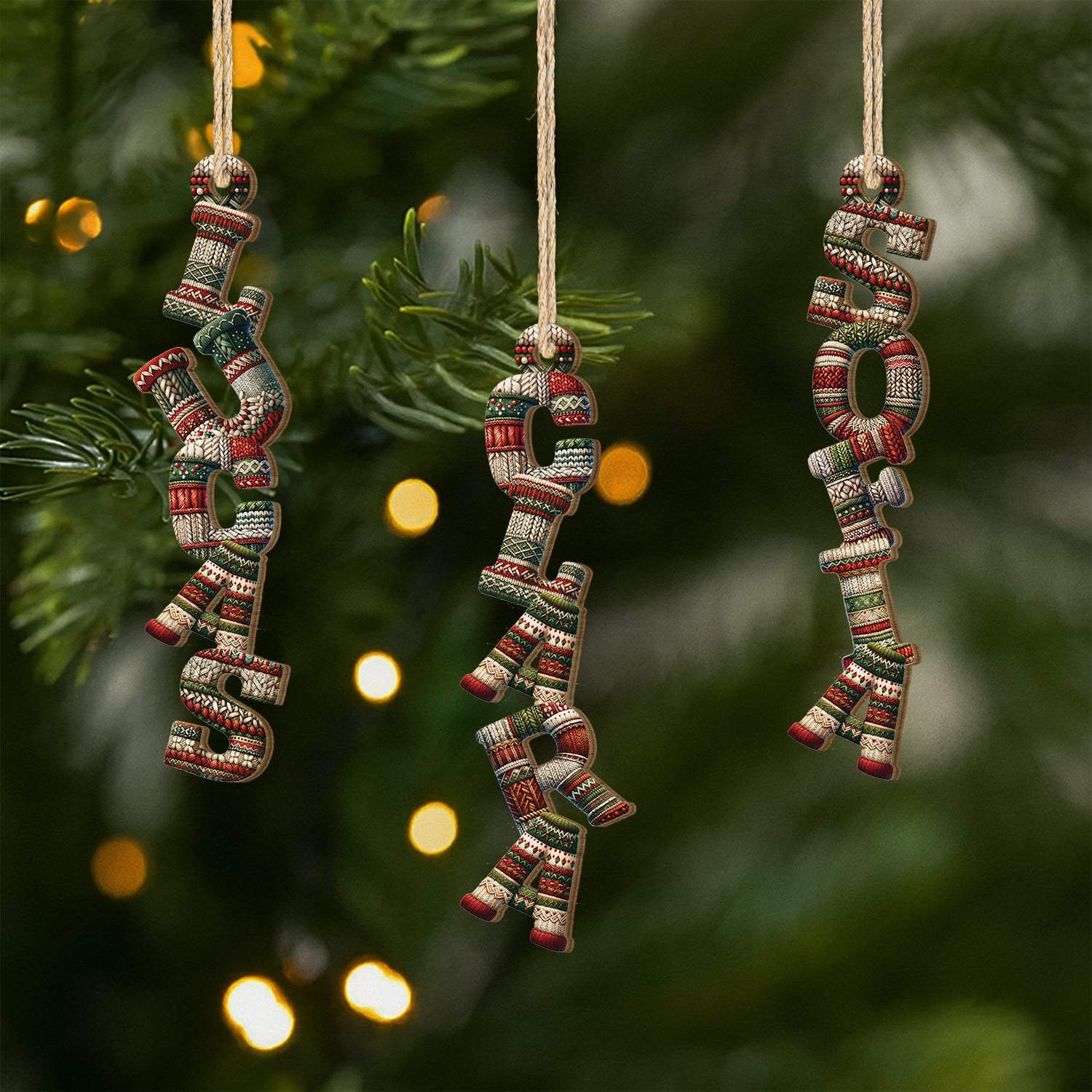 7023OUS1 1 layered wooden knitted letter ornaments personalized gifts for christmas 7023O6T5A