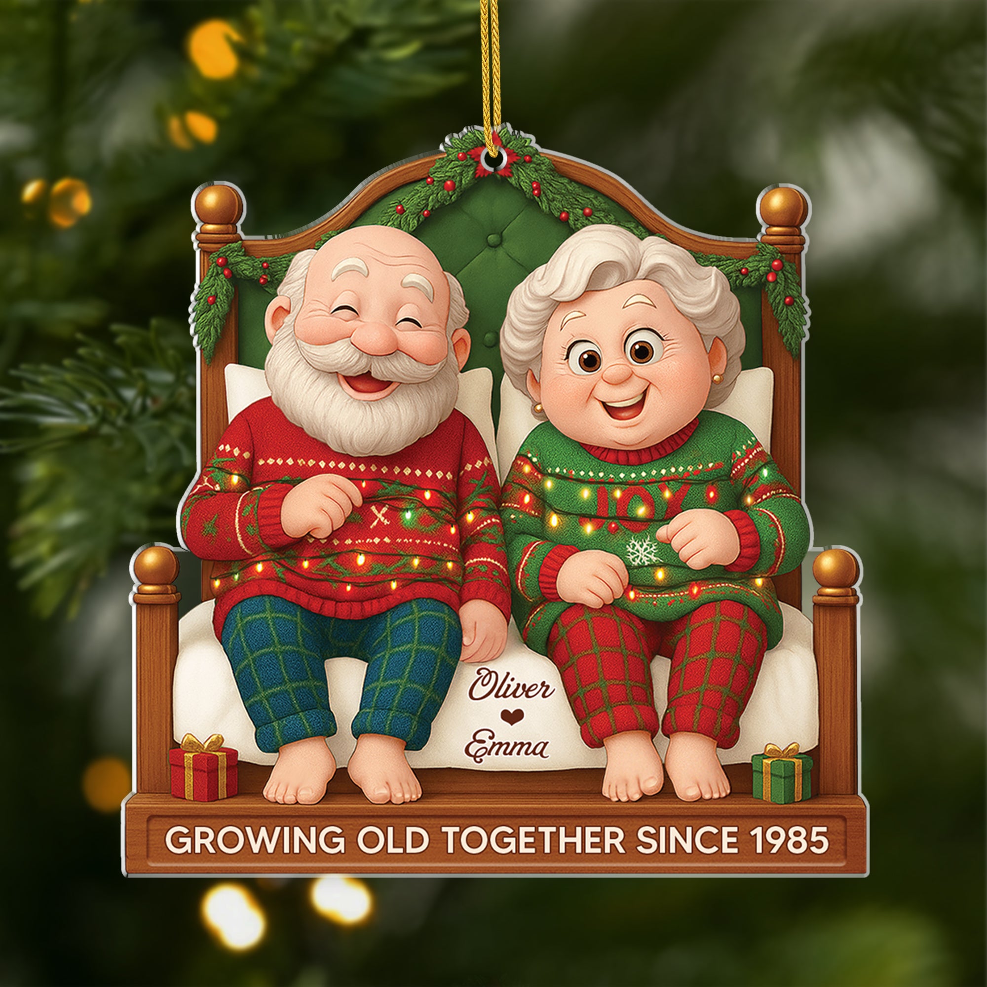 7030OUS1 3d printing effect custom acrylic christmas ornaments gifts for an old couple 7030OTT5G