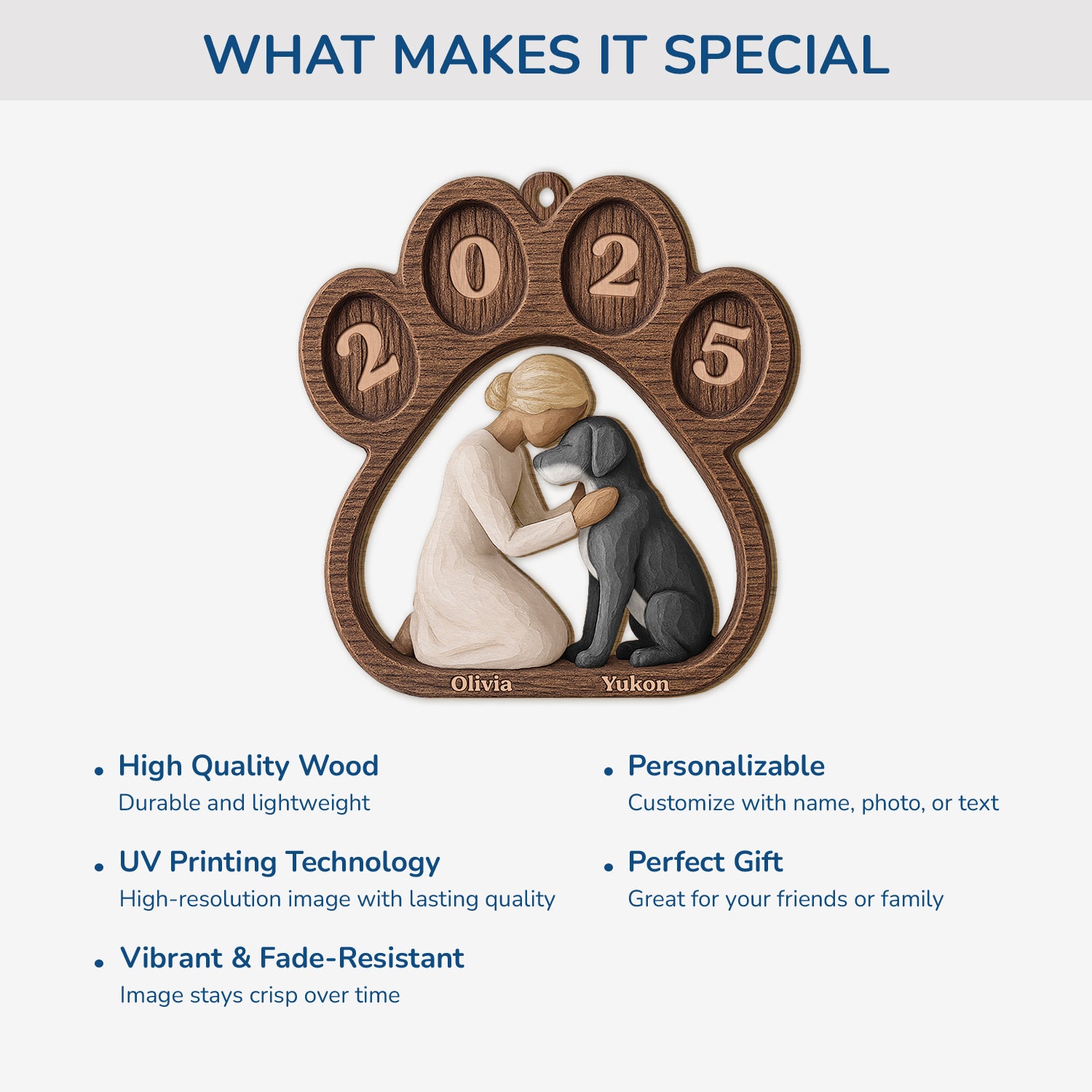 7033OUS4 1 layered wooden dog paw print ornament personalized christmas gift 7033OKQNC