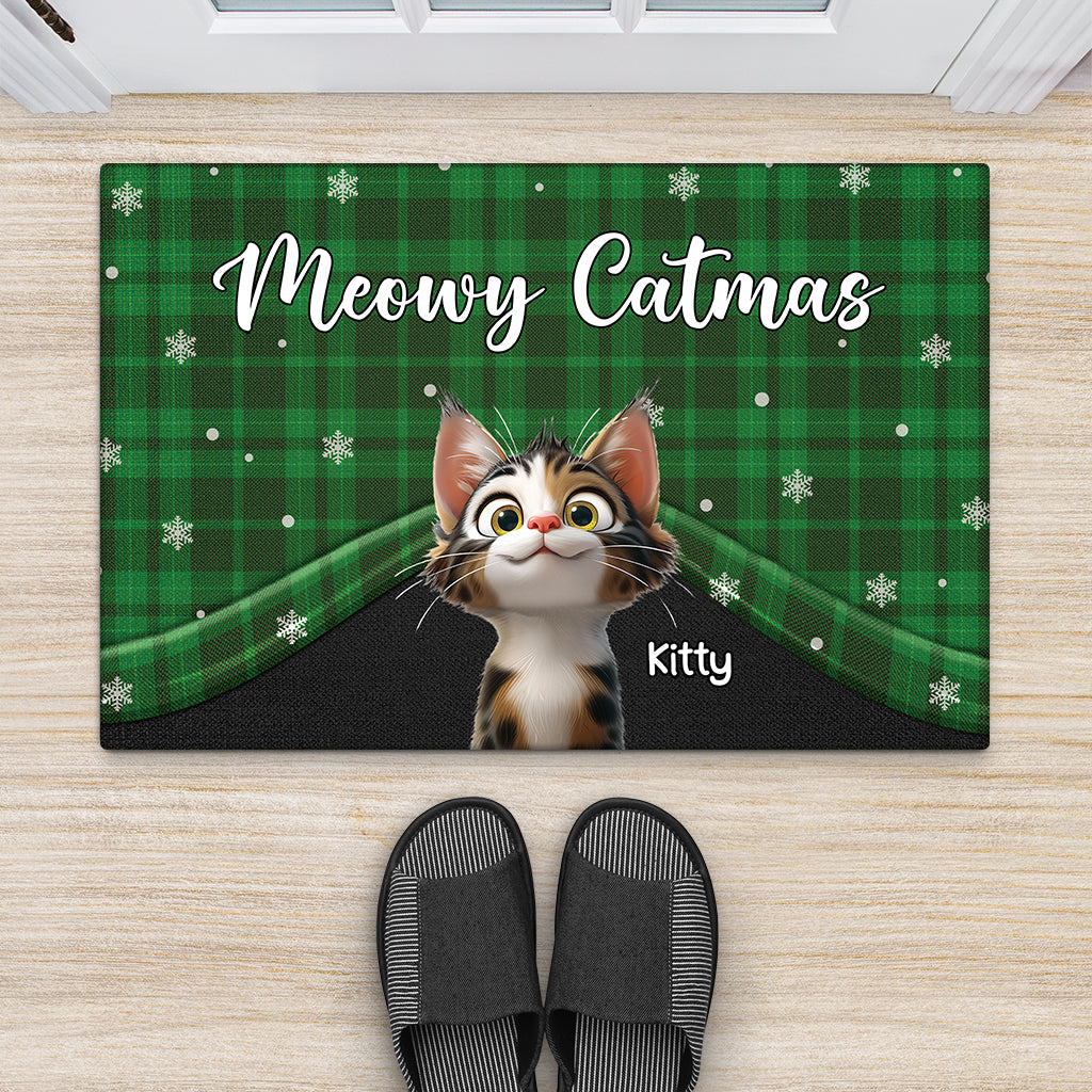7034DUS1 merry christmas from our family doormat custom gifts for cat lovers 7034DTLND_2