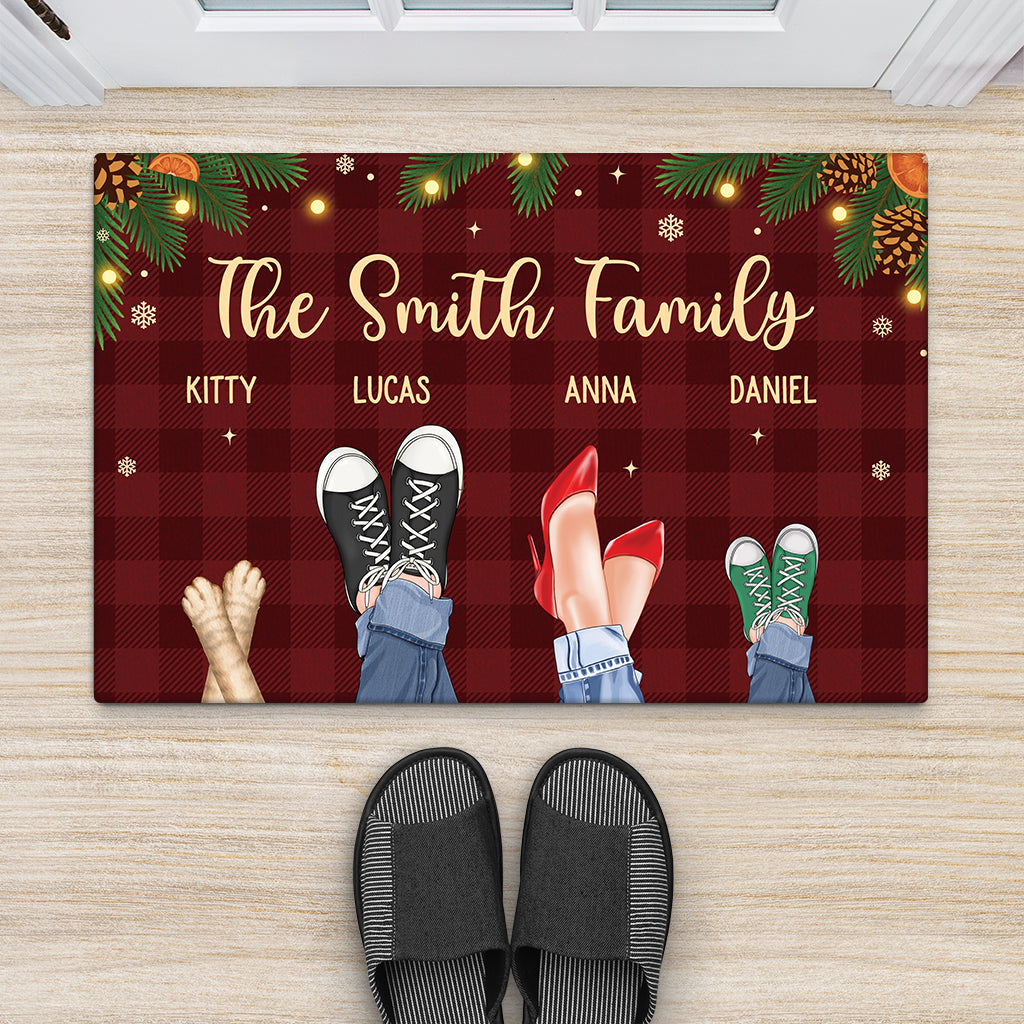 7038DUS2 personalized christmas doormat gift for a family with dog cat 7038D8PWI