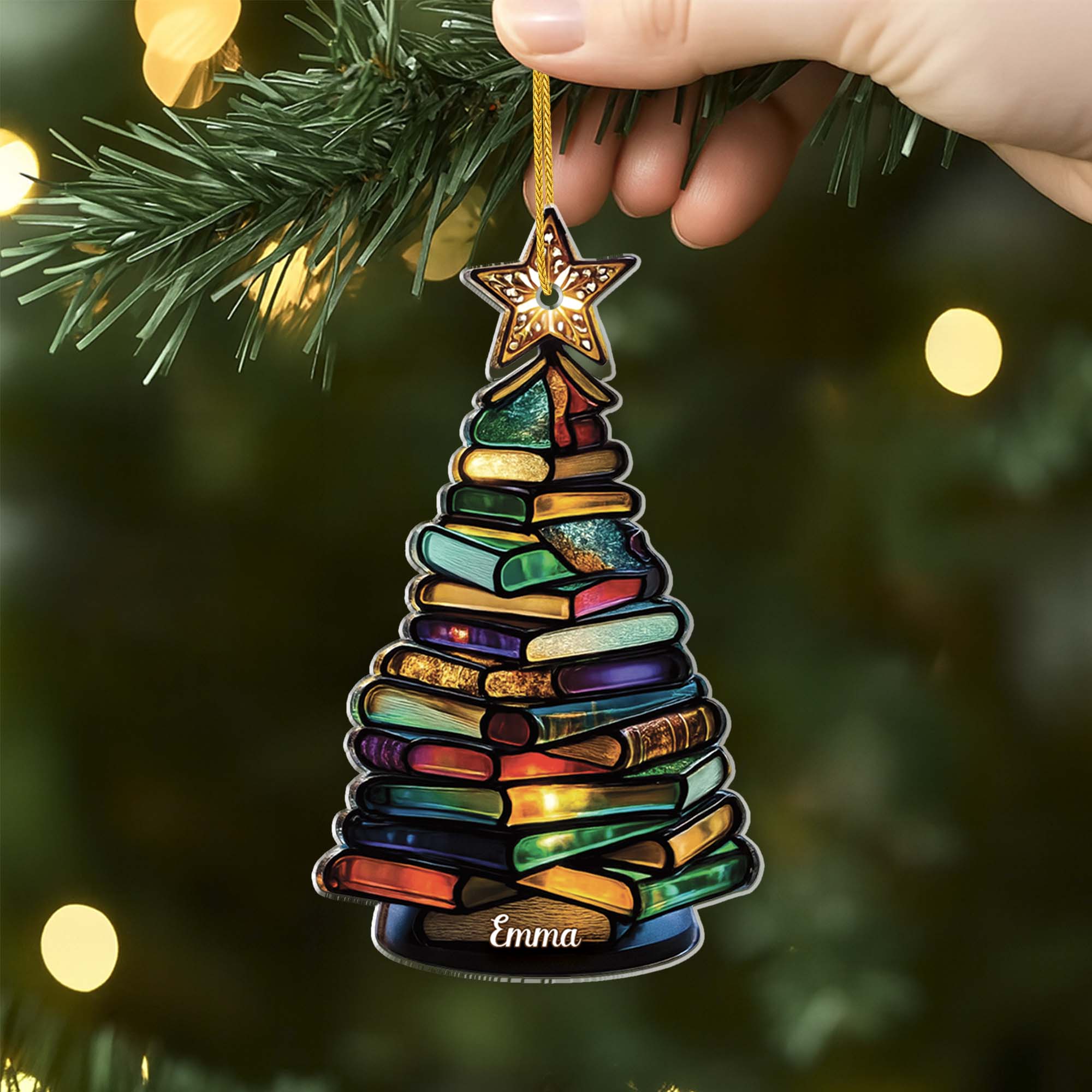 7044OUS2 3d printing effect acrylic book christmas tree ornaments custom gifts for bookworms 7044OKTCA