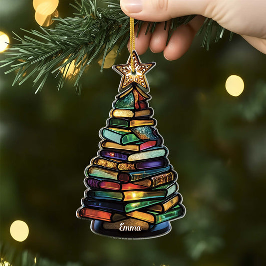 7044OUS2 3d printing effect acrylic book christmas tree ornaments custom gifts for bookworms 7044OKTCA