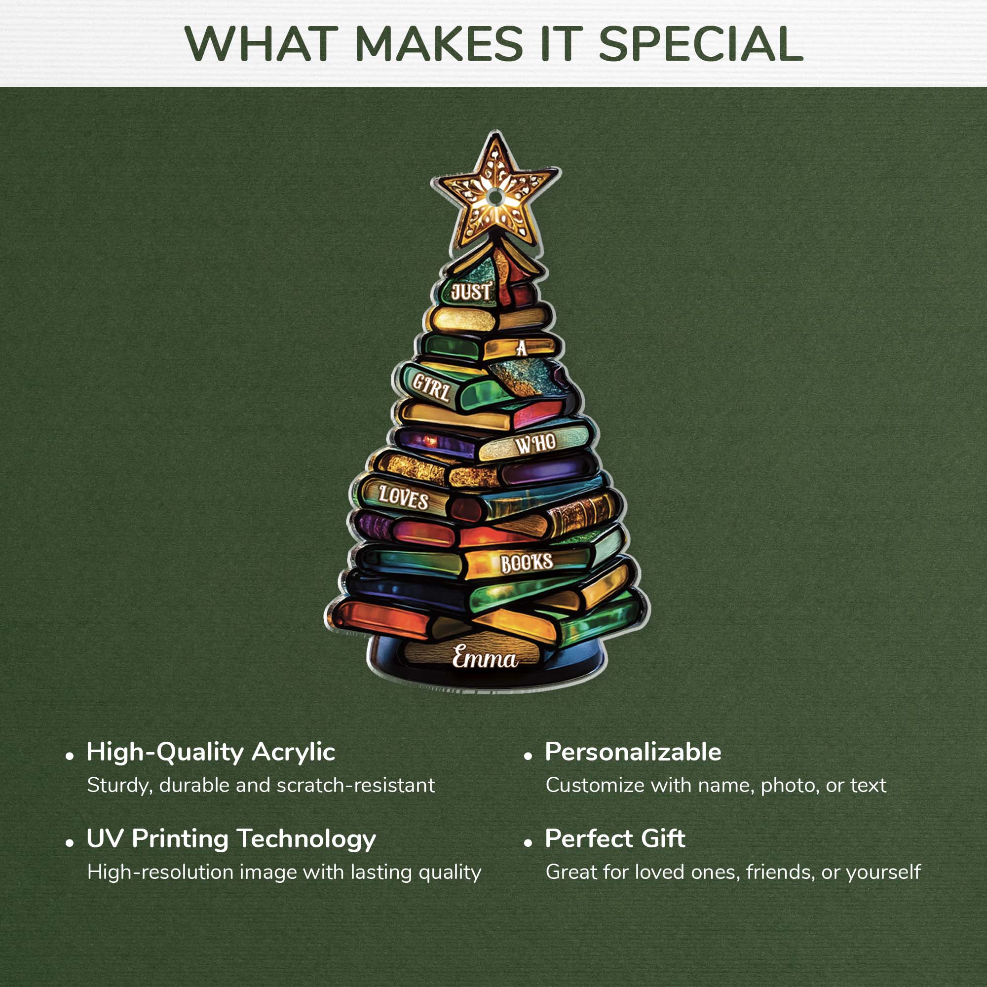 7044OUS4 3d printing effect acrylic book christmas tree ornaments custom gifts for bookworms 7044OKTCA