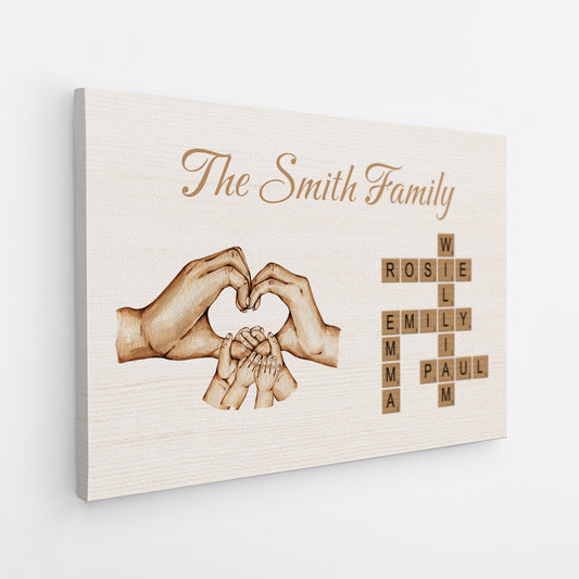 7082CUS2 hands holding family crossword canvas personalized gift for family 7082C8PNI