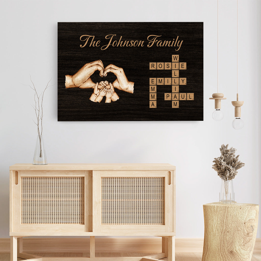 7082CUS3 hands holding family crossword canvas personalized gift for family 7082C8PNI