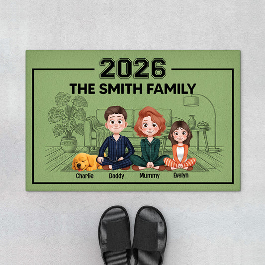 7123DUK1 family name doormat personalized gift for family with dog cat 7123D8YQI