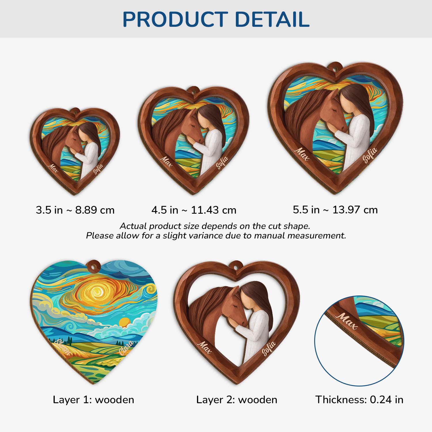 7135OUS3 2 layered wooden christmas ornaments custom gifts for horse lovers 7135O3L5U