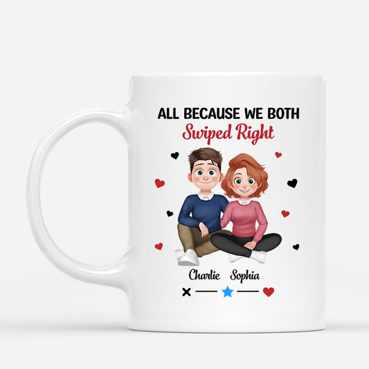 7151MUS1 all because we both swiped right mug personalized gifts for couples 7151MKQMG