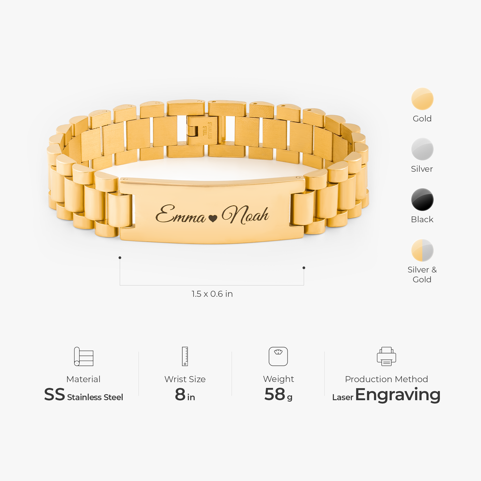 7162JUS3 stainless steel watch link bracelet personalized gifts for men 7162J0T5B