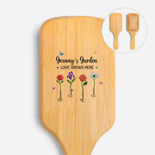 7211AUK1 personalised mumgrannys garden uv printed bamboo hairbrush 7211aq6q5a