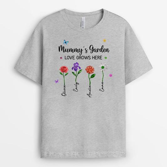 7211AUK2 personalised grannys garden love grows here shirt for grandmamum 7211a6q5a