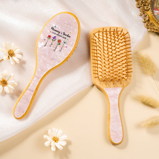 7211AUK2 personalised mumgrannys garden uv printed acetate hairbrush 7211aq6q5a