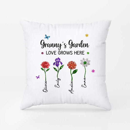 7211PUK1 personalised grannys garden love grows here pillow for grandmamum 7211p6q5a