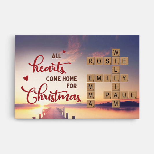 7215CUS1 personalized family name crossword canvas_ all hearts come home for christmas 7215C6T5I