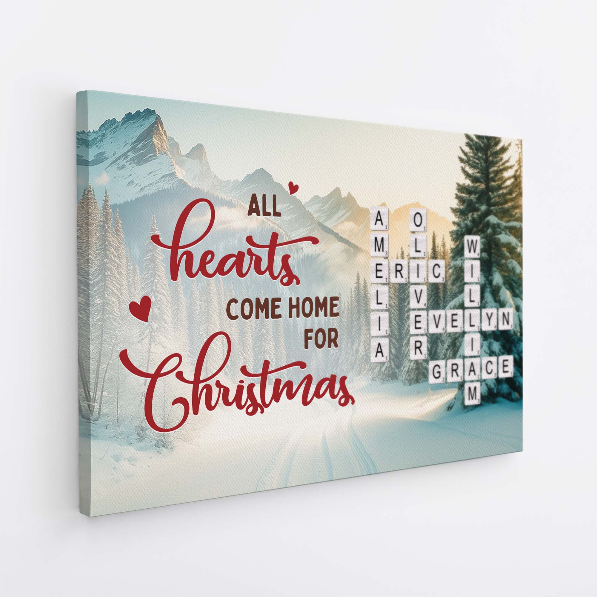 7215CUS2 personalized family name crossword canvas_ all hearts come home for christmas 7215C6T5I