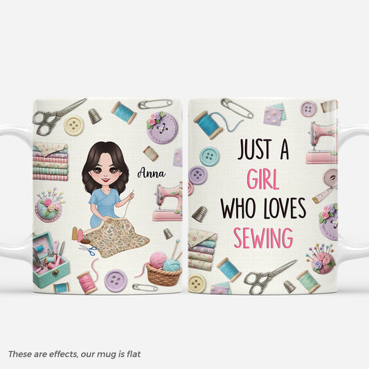 7245MUS1 3d printing effect just a girl who loves sewing mug custom gifts for sewers 7245M