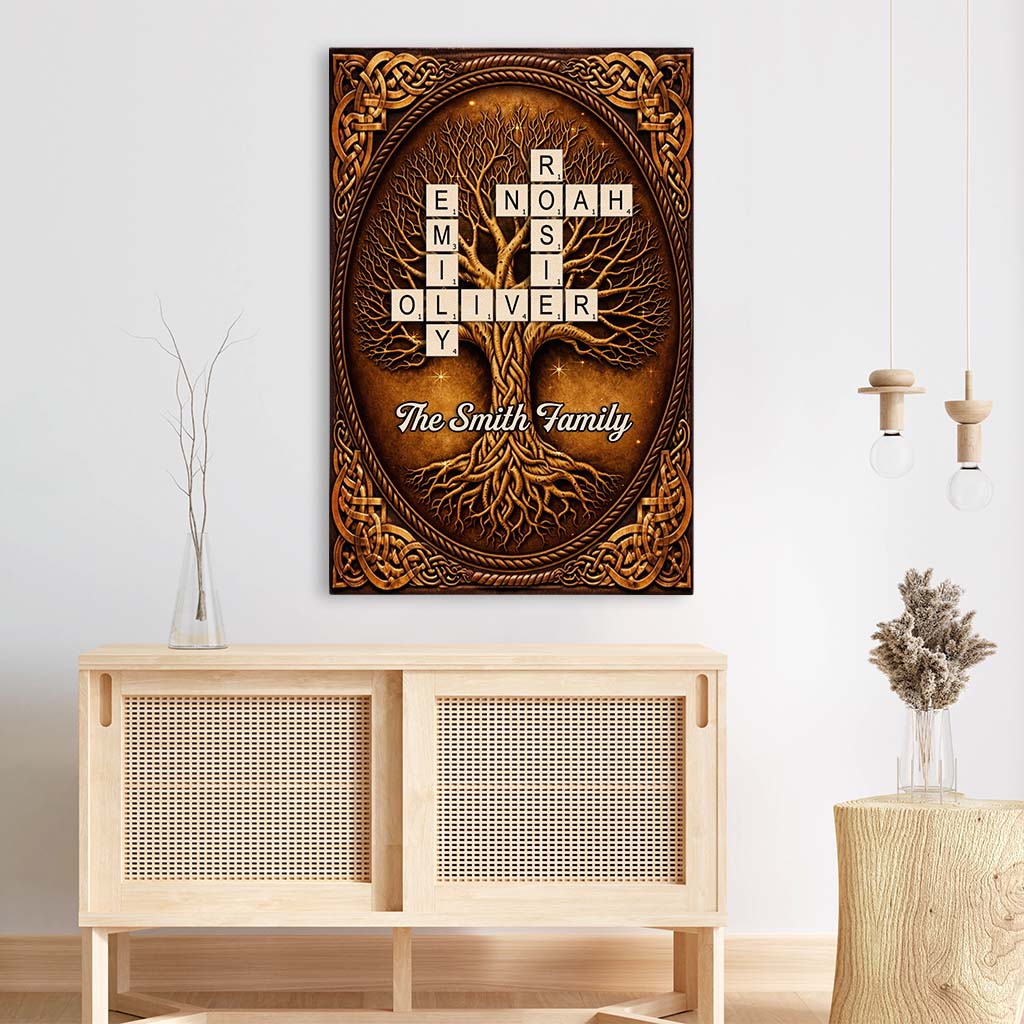 7302CUS3 personalized family tree gift family crossword canvas with names 7302c6twi
