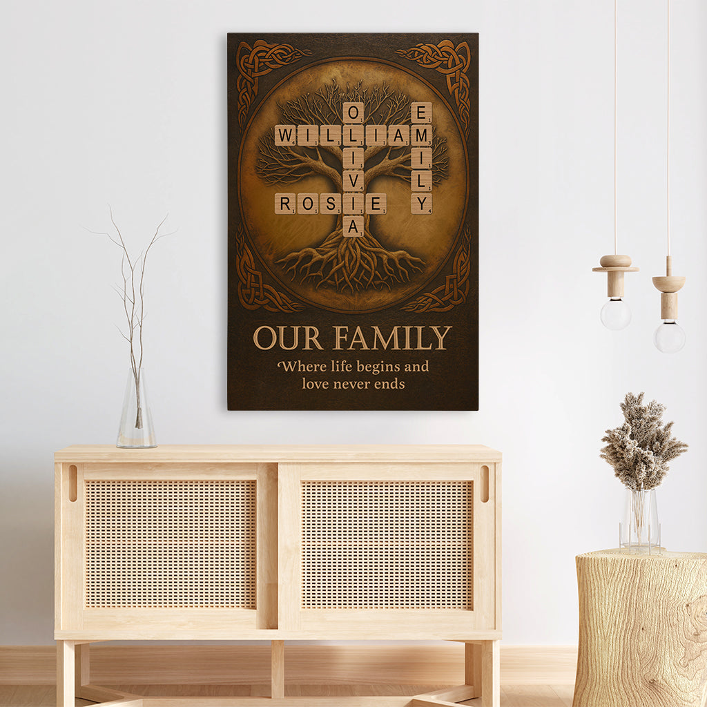 7303CUS3 personalized family name crossword canvas family tree wall art_ 7303C6TZI