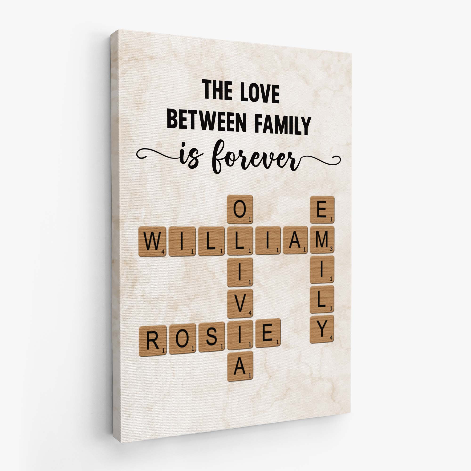 7328CUS2 custom family crossword canvas the love between family is forever 7328C8M5I