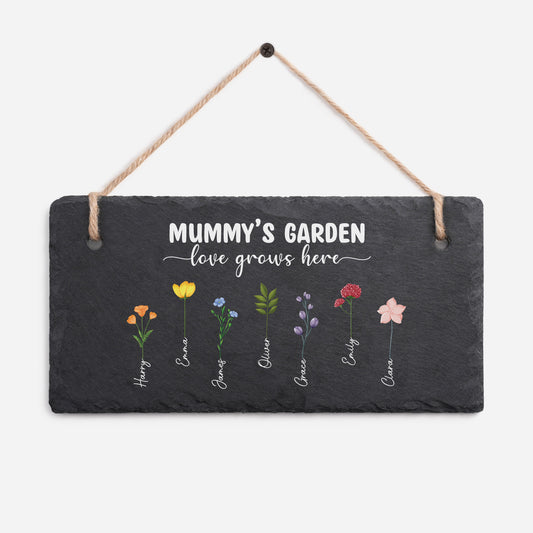 7379AUK1 personalised mummygrandmas garden love grows here slate garden sign 7379ae6q5a