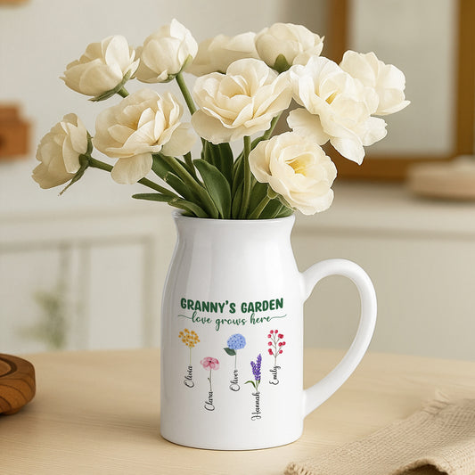 7379OUK2 personalised mummygrandmas garden love grows here flower vase 7379o6q5a