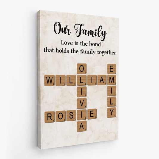 7386CUS2 our family canvas personalized family crossword wall art 7386C6P5I