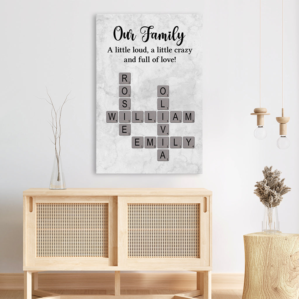 7386CUS3 our family canvas personalized family crossword wall art 7386C6P5I