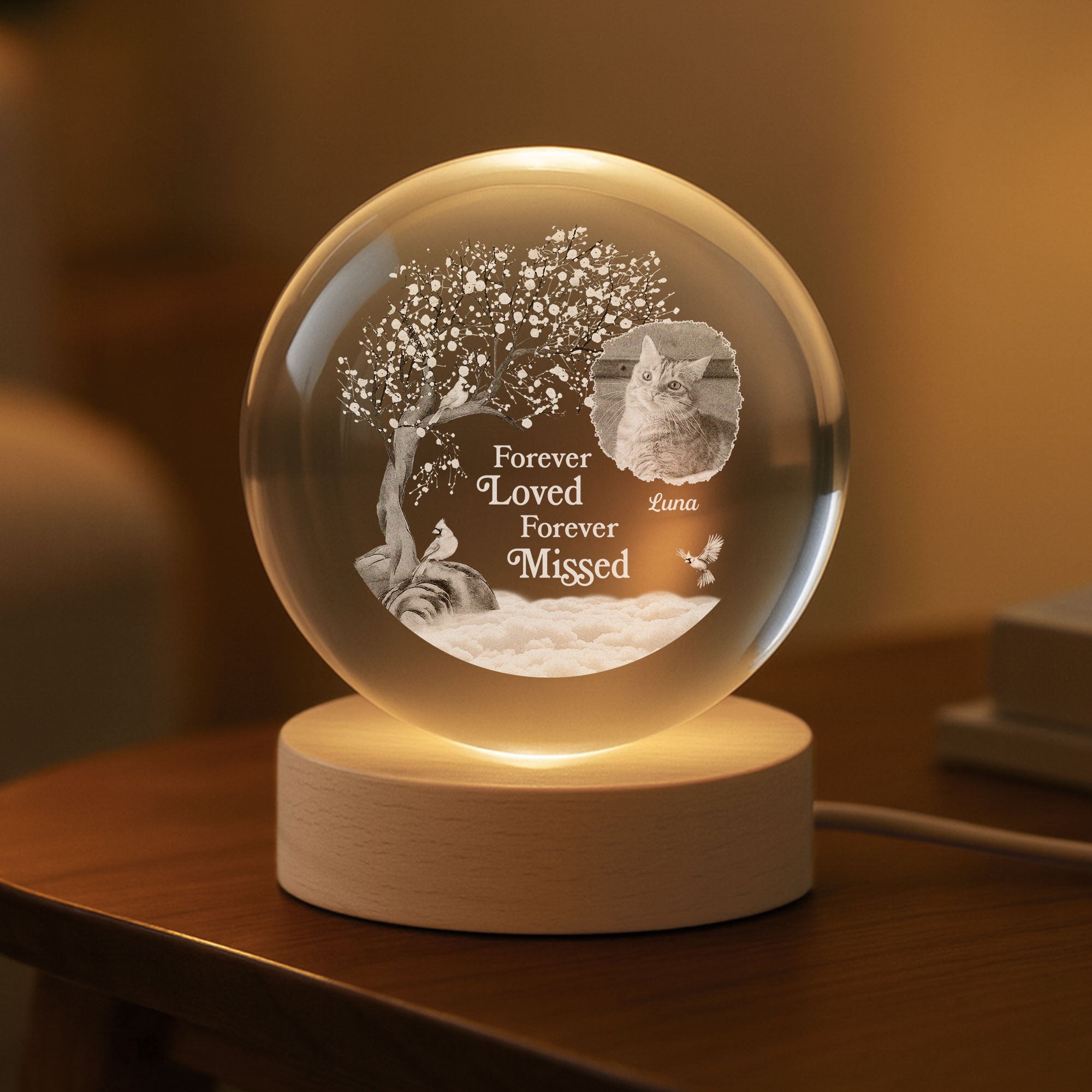7407LUS2 forever loved photo crystal ball lamp personalized pet memorial gifts 7407L3TAC