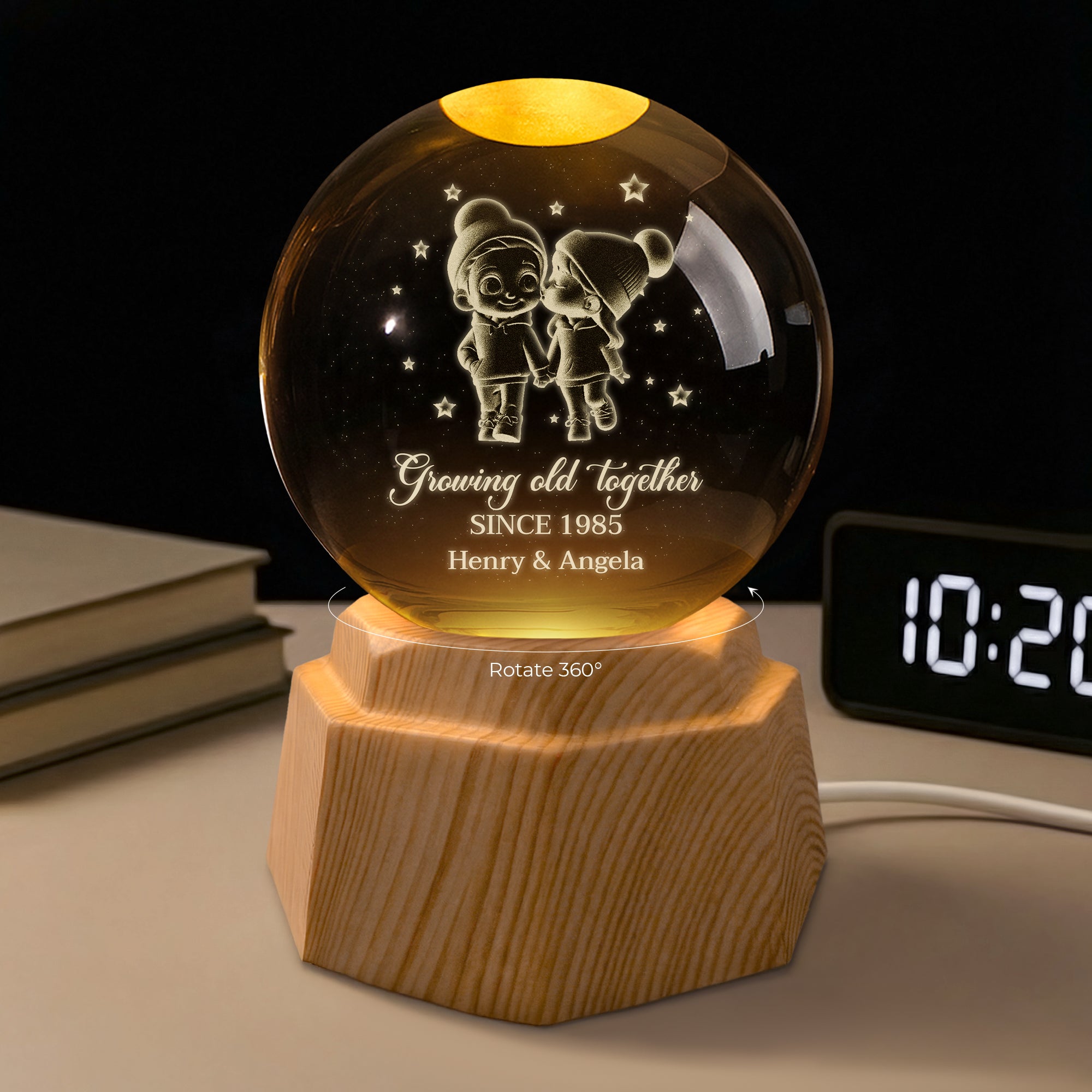 7408LUS2 cute couple 3d crystal ball lamp custom gifts for couples 7408L