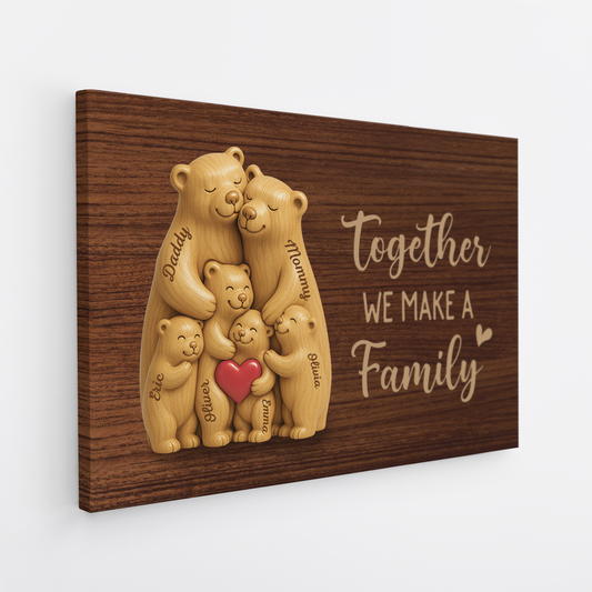 7469CUS2 personalized bear family canvas together we make a family wall art 7469C