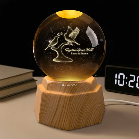 7526LUS1 cardinal 3d crystal ball lamp personalized gifts for couples 7526L