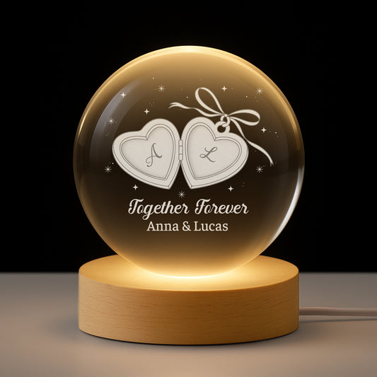 7572LUS1 heart locket crystal ball lamp personalized gifts for couples 7572LCPWG
