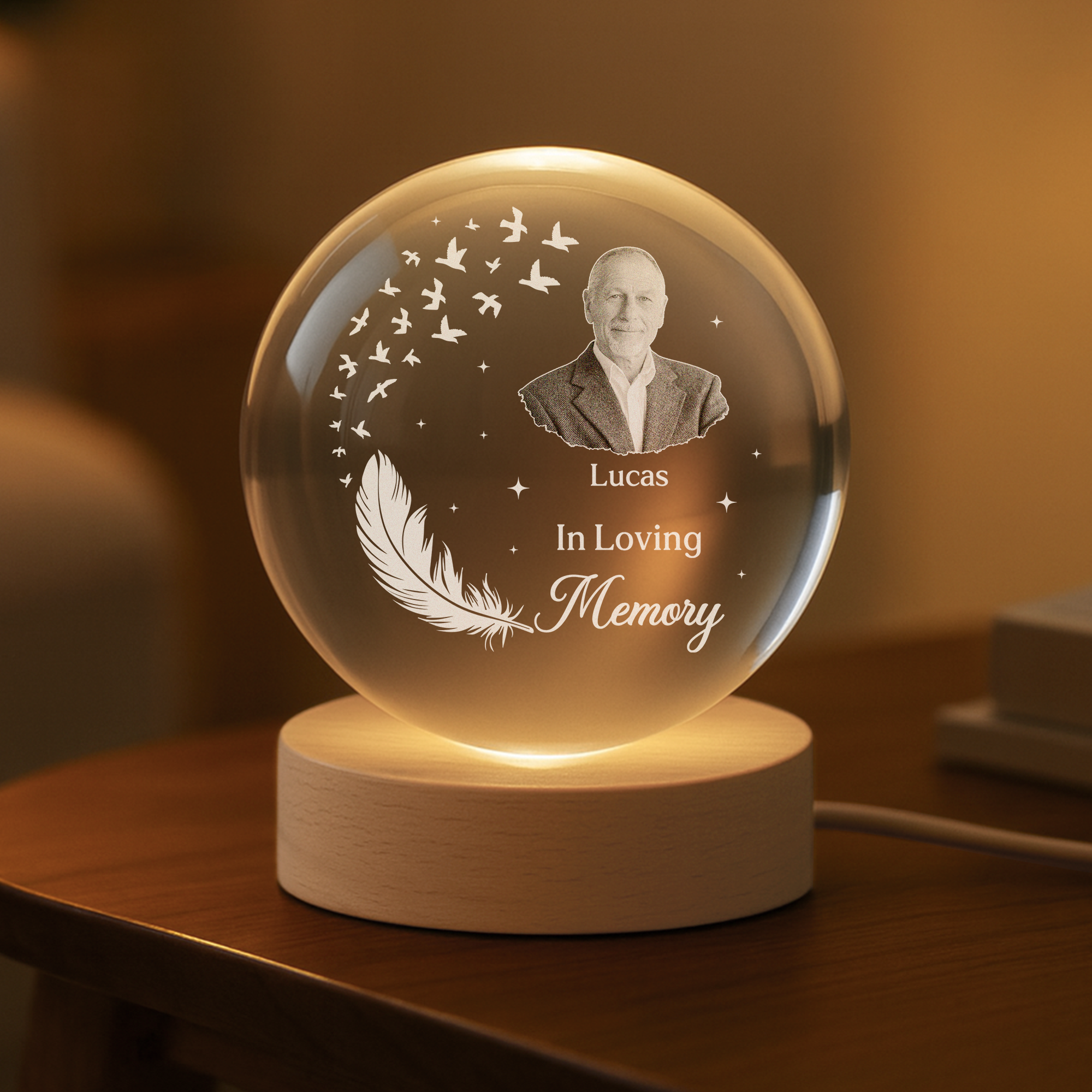 7644LUS2 custom photo crystal ball lamp memorial gifts for loss of mom dad 7644L3FTA