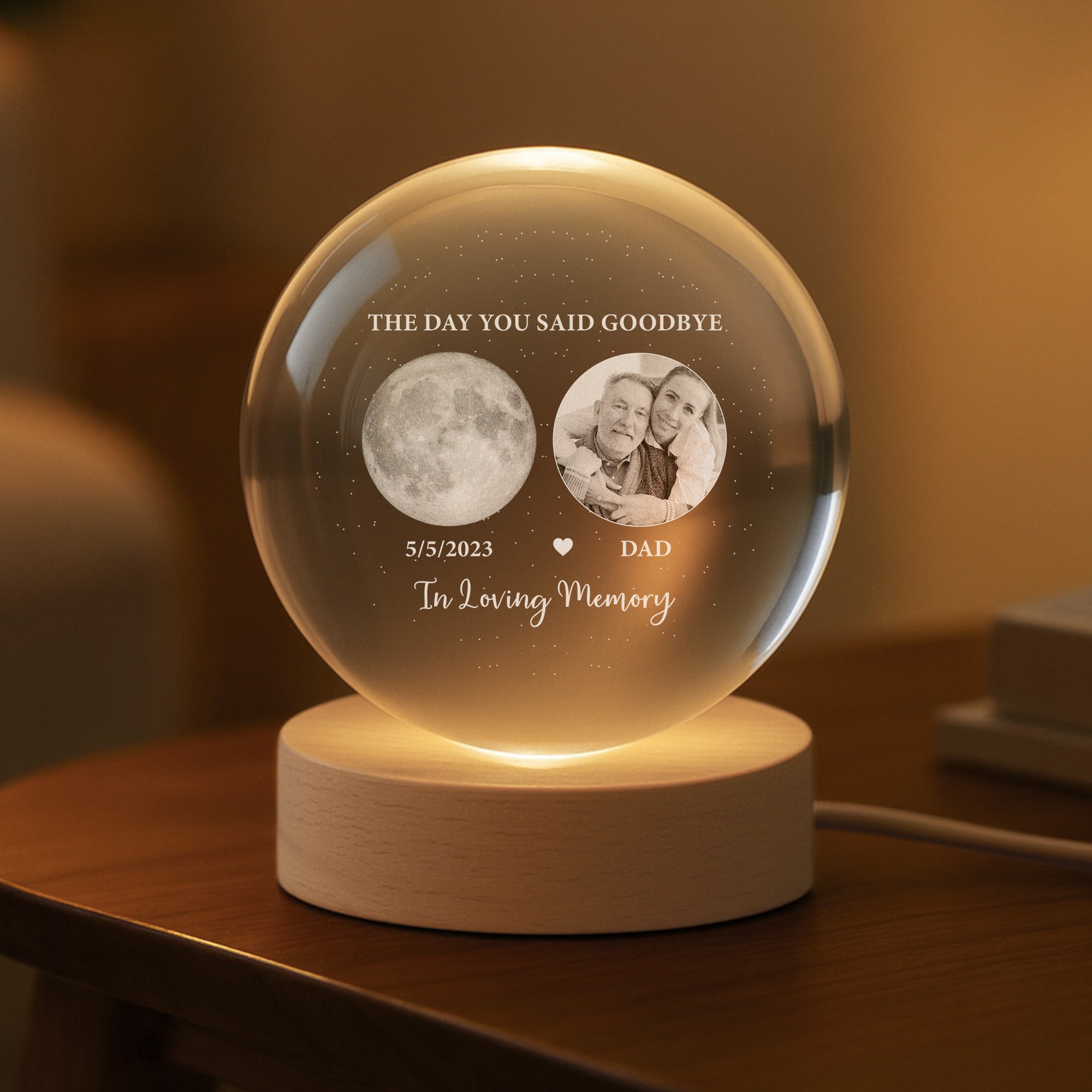 7675LUS2 moon phase crystal ball lamp custom photo memorial gifts for loss of momdad 7675l3tca