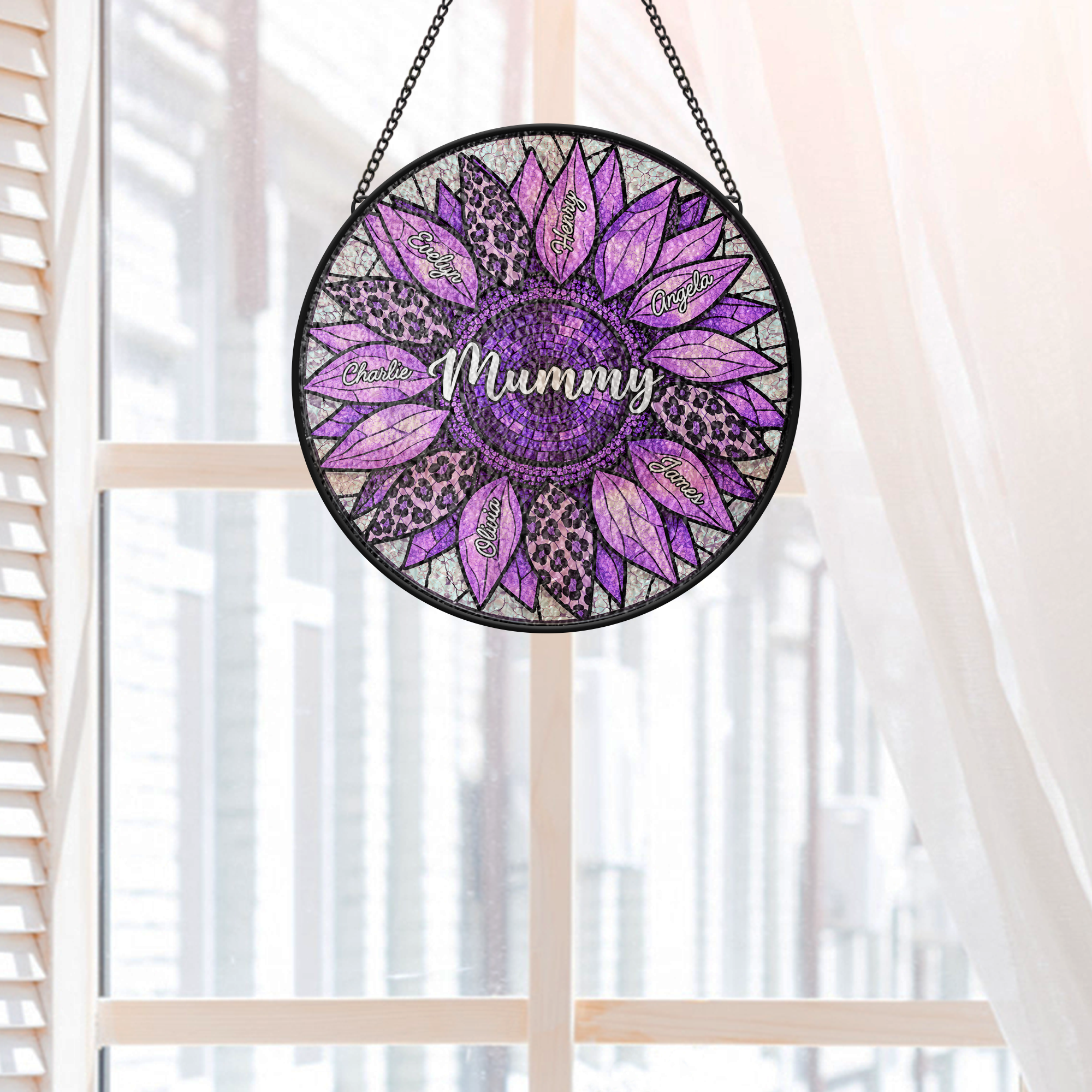 7678UUK2 personalised stained glass sunflower suncatcher_ for mumgranny 7678utfna