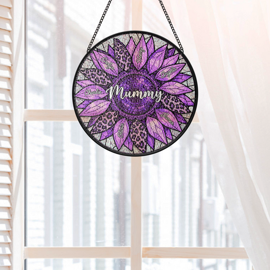 7678UUK2 personalised stained glass sunflower suncatcher_ for mumgranny 7678utfna
