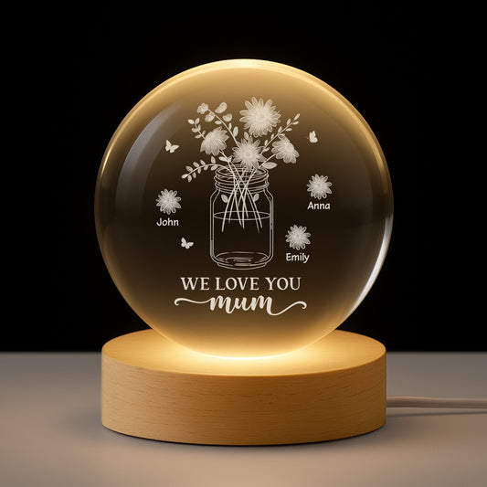 7684LUK1 personalised flower crystal ball lamp for mumgranny 7684l8qca