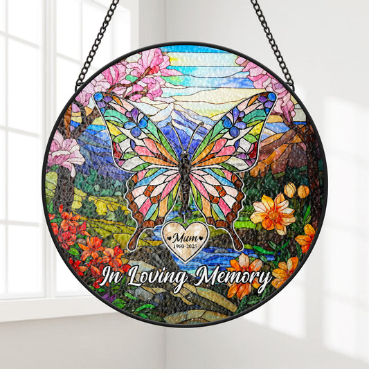 7687UUK1 personalised stained glass butterfly memorial suncatcher for loss of mumdad 7687utpca