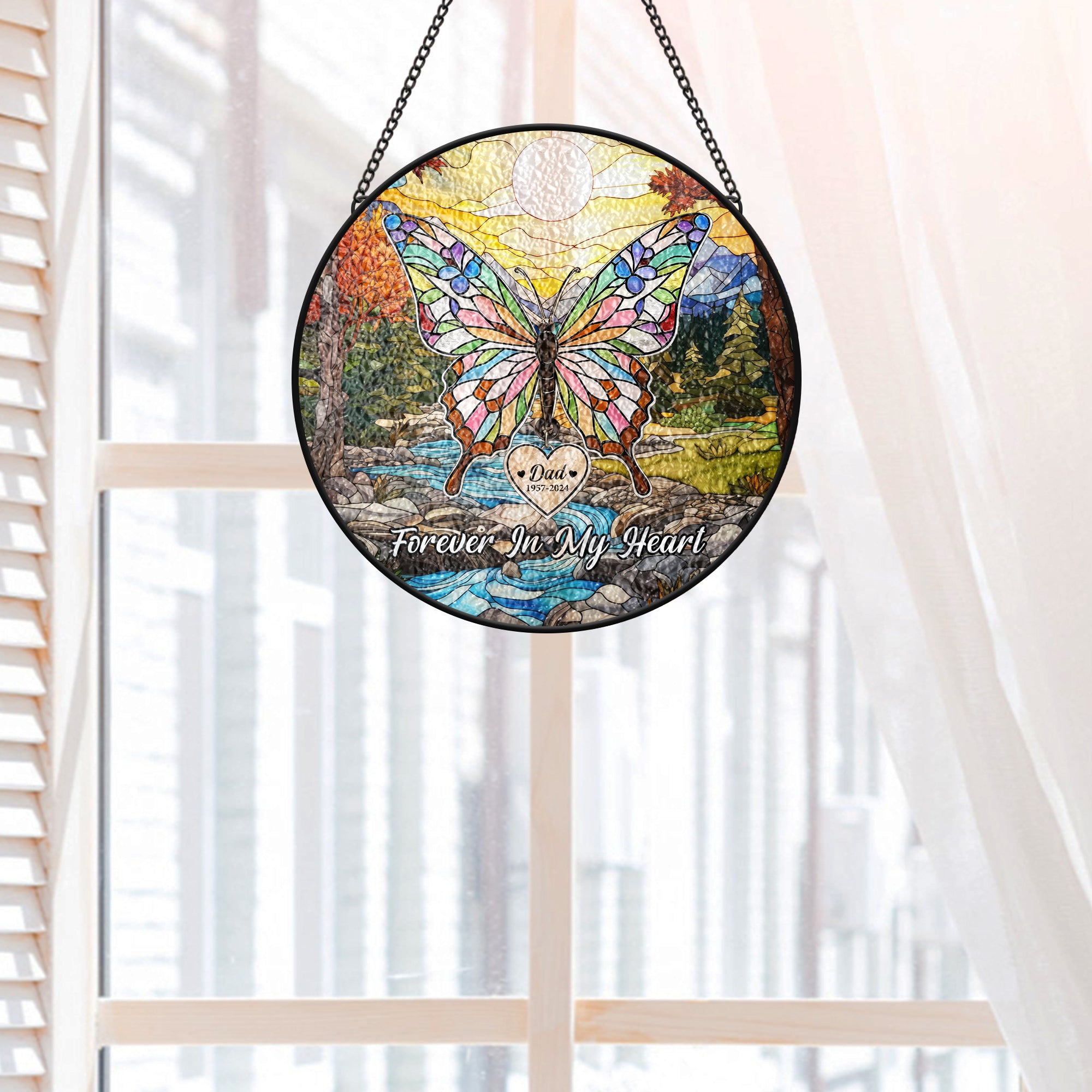 7687UUK2 personalised stained glass butterfly memorial suncatcher for loss of mumdad 7687utpca