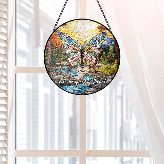 7687UUK2 personalised stained glass butterfly memorial suncatcher for loss of mumdad 7687utpca